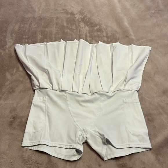 White Pleated Tennis/Golf Skirt with Built in Shorts with Pockets - Picture 3 of 4